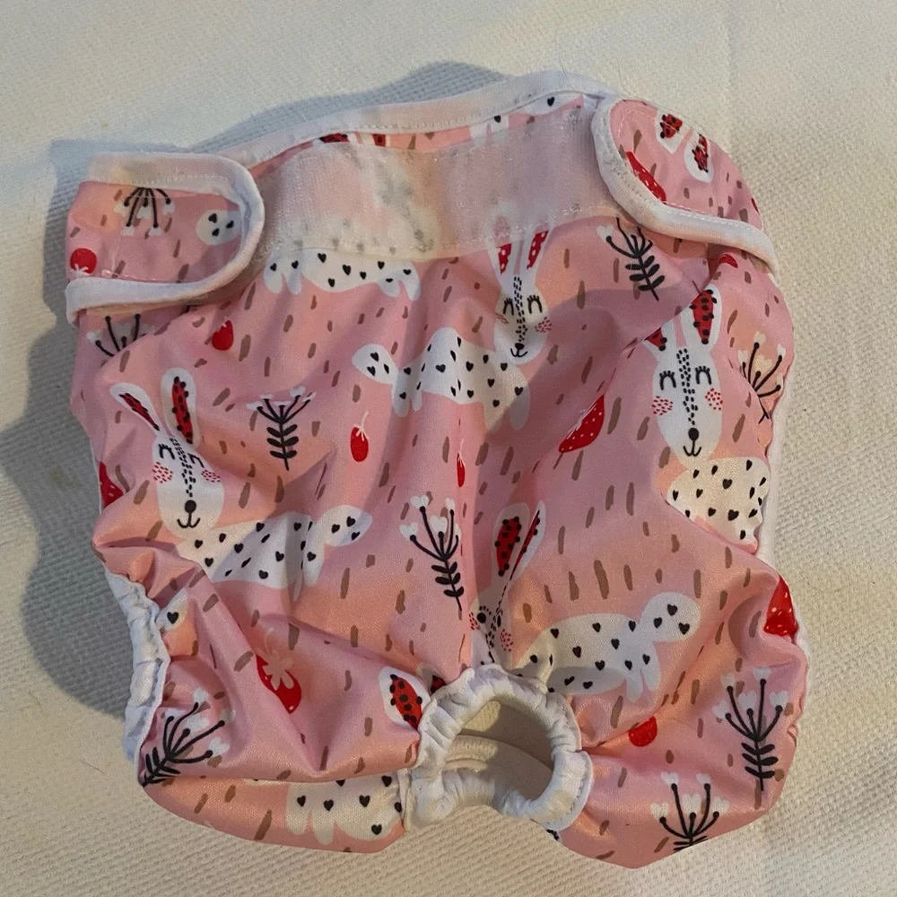 Bunny Rabbit Print Reusable Eco Dog Diaper - Sz Large